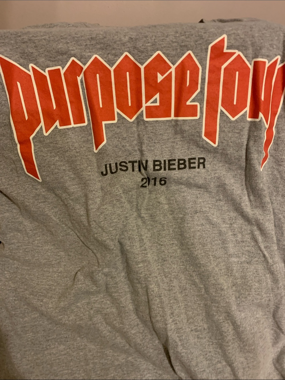 Justin Bieber Purpose Tour Graphic Tee - Gray & Red